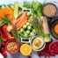 An array of healthy food represents a diabetes-friendly diet.